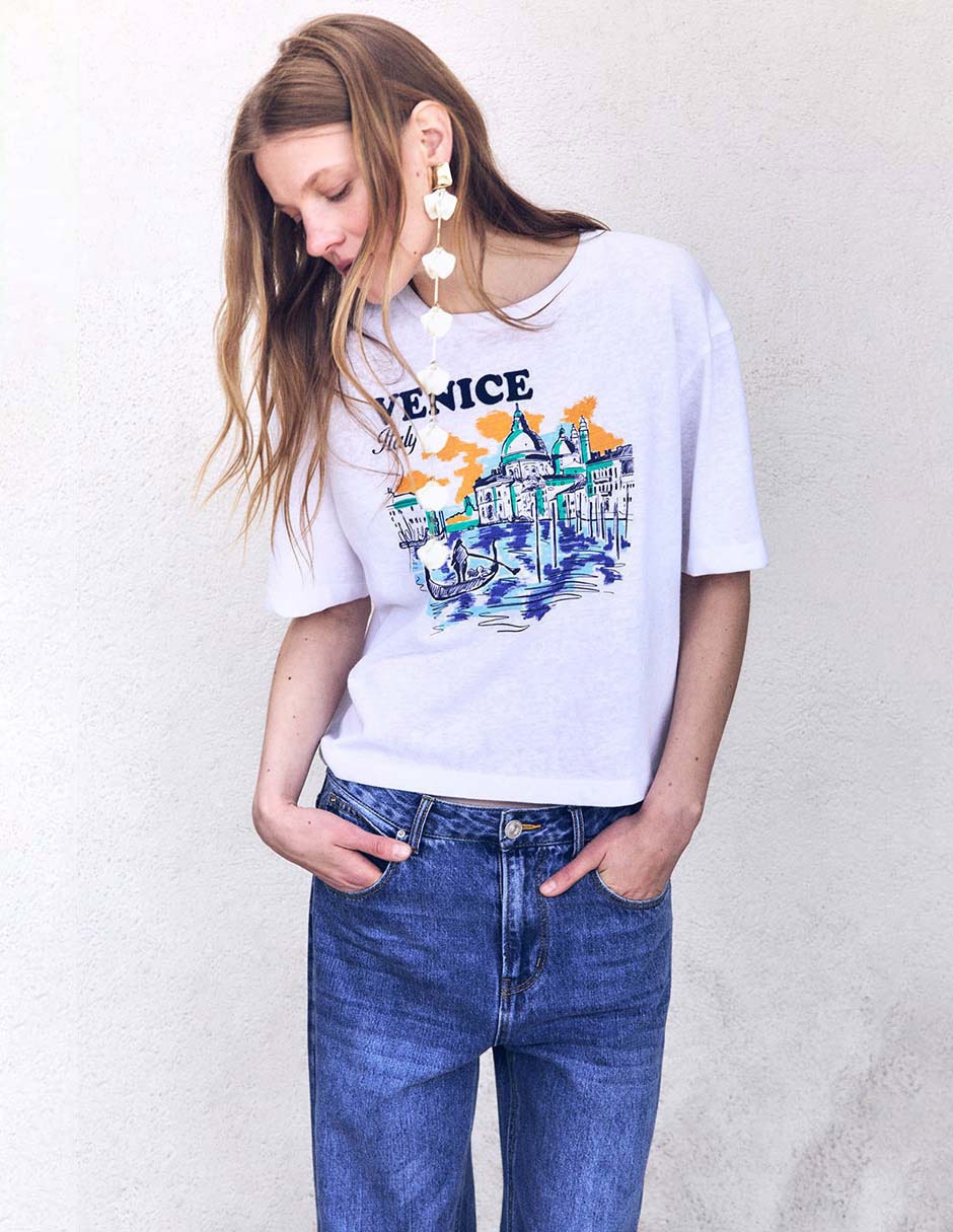 Camiseta Sfera cuello redondo manga corta de algodón
