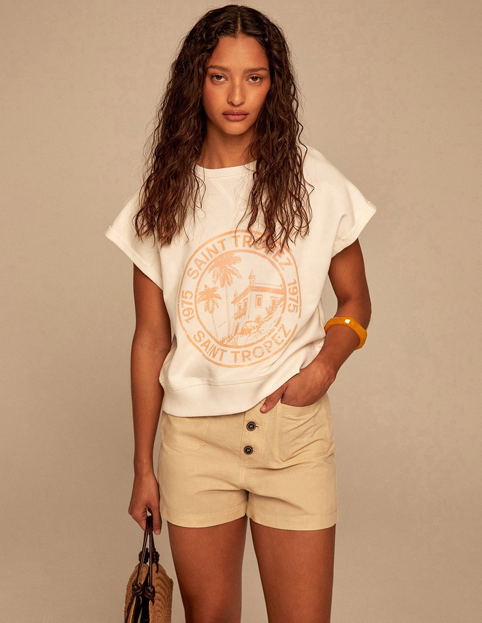 Camiseta Sfera Cuello Redondo Manga Corta De Algodón