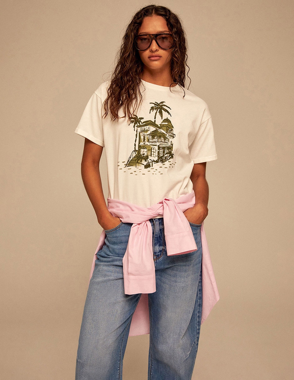 Camiseta Sfera Cuello Redondo Manga Corta De Algodón