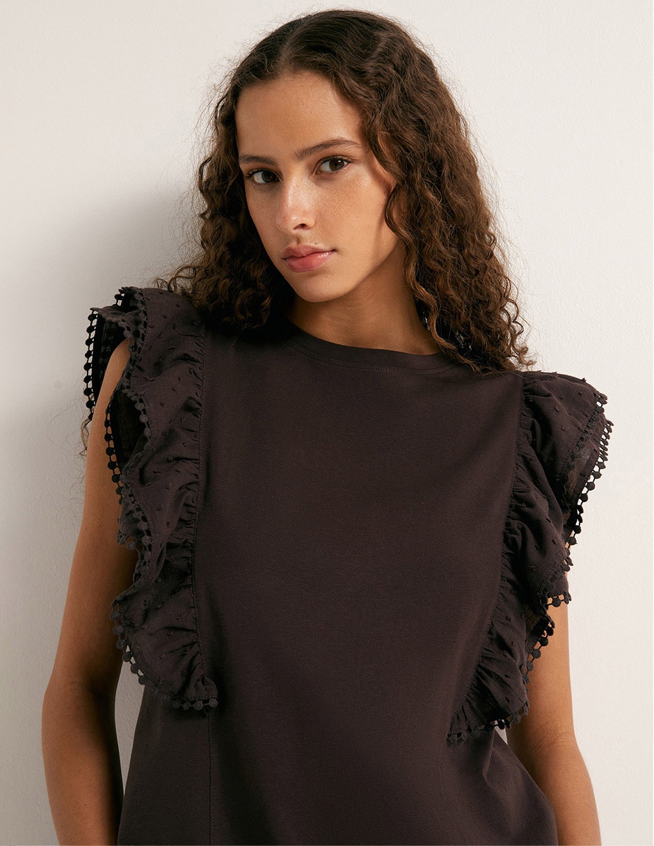 Camiseta cuello redondo manga corta de algodón 3