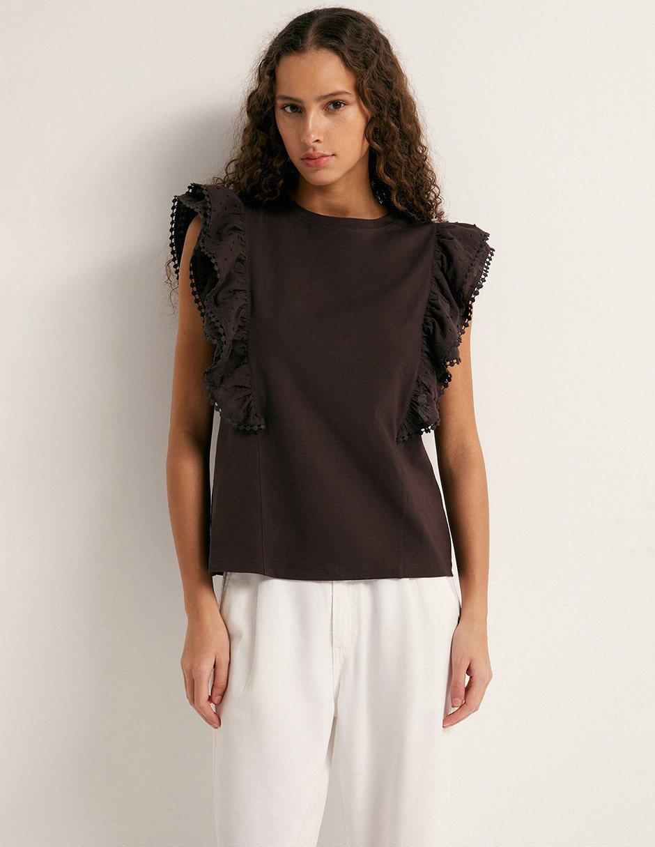 Camiseta cuello redondo manga corta de algodón 1