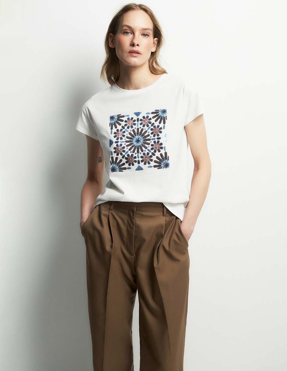 Camiseta Sfera cuello redondo escote con cuello manga corta de algodón 1