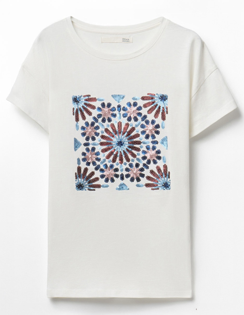 Camiseta Sfera cuello redondo escote con cuello manga corta de algodón 5