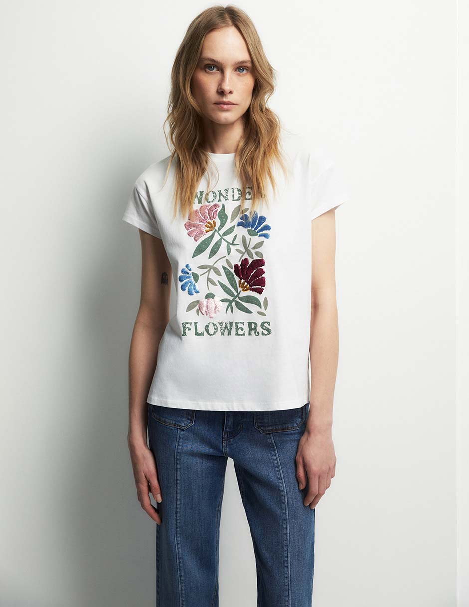 Camiseta Sfera cuello redondo escote con cuello manga corta de algodón