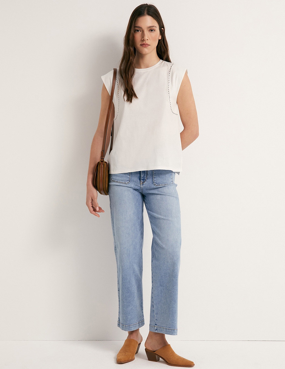 Camiseta Sfera Cuello Redondo De Algodón
