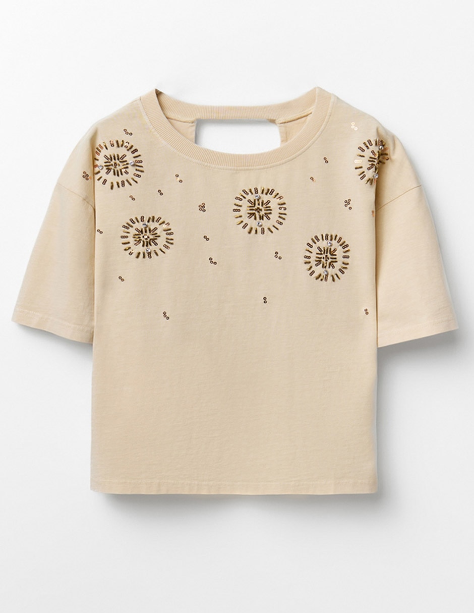 Playera manga corta cuello redondo para mujer