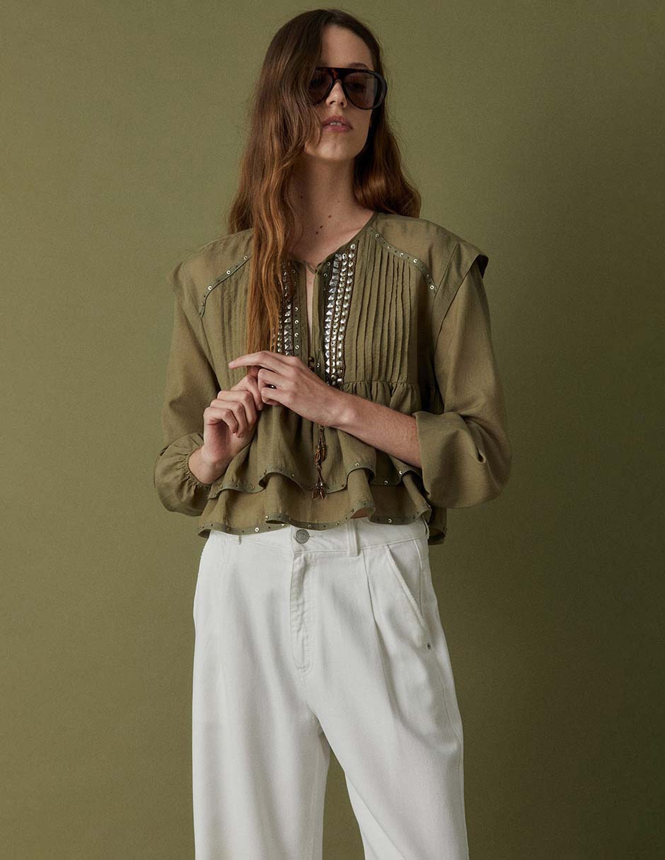 Blusa cuello redondo para mujer 4
